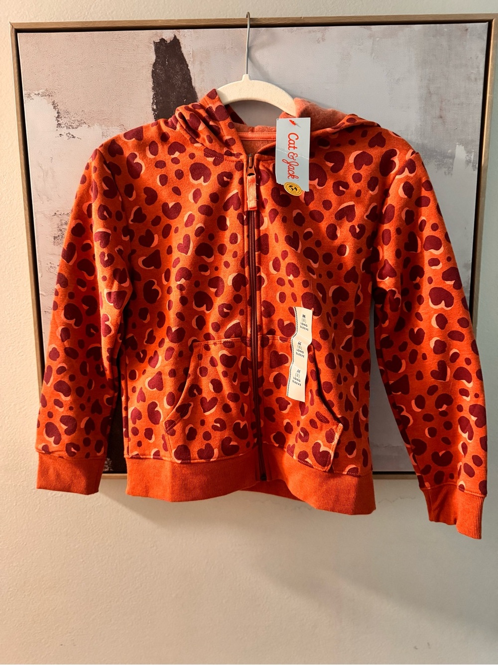 Cat & Jack Rust Red Leopard Print Zip Hoodie for Kids